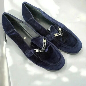 Blue velvet  loafer shoes 8